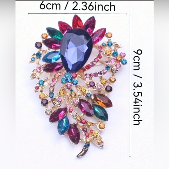 ✨NEW✨Elegant Gold and Multicolor Statement Brooch - Picture 4 of 4